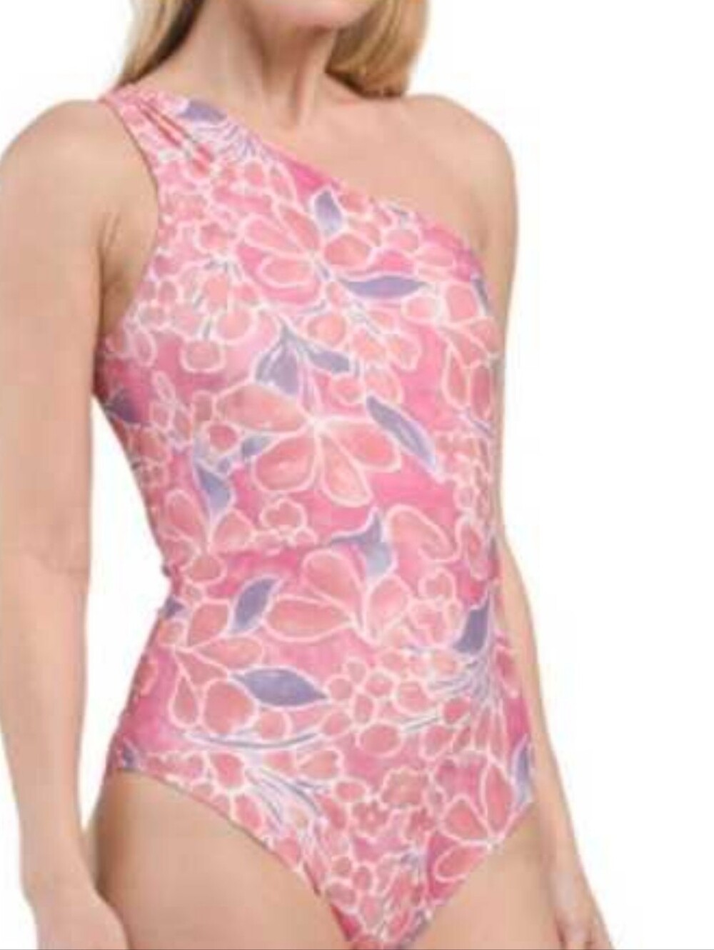 SummerSalt Floral Sidestroke One-Shoulder Full Coverage One-Piece Swimsuit US 8